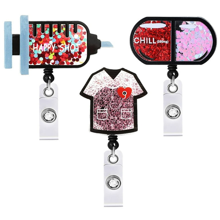 FRCOLOR 3Pcs Pharmacy Badge Holder Name Tag Card Clips Retractable