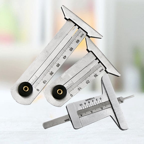 FRCOLOR 3Pcs Stainless Steel Tread Pattern Ruler Safety Ruler Height Depth Measure Tool (0-30mm + 0-50mm + 0-60mm)