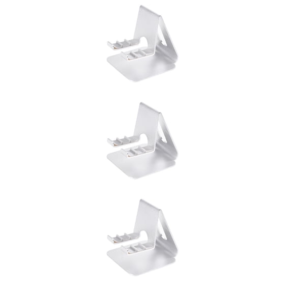 FRCOLOR 3pcs Aluminium Alloy Mobile Phone Case Base Bracket Creative Three Angel Adjustment Desktop Phone Holder Compatible for Smart Phone Tablet (Silver)