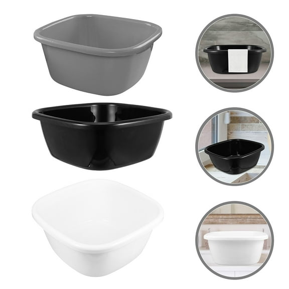 FRCOLOR 3pcs Assorted Color PP Plastic Basin Set for Face Washing Compact and Durable 12.6x8.7x5.9 Inches