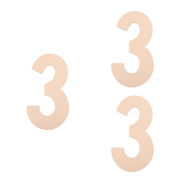 FRCOLOR 3pcs Blank Pendant Unpainted Wood Sign Ornament Diy Wooden Number Ornament For Decoration Diy Wooden Decor Diy Painting Wood Sign Unfinished Number Sign