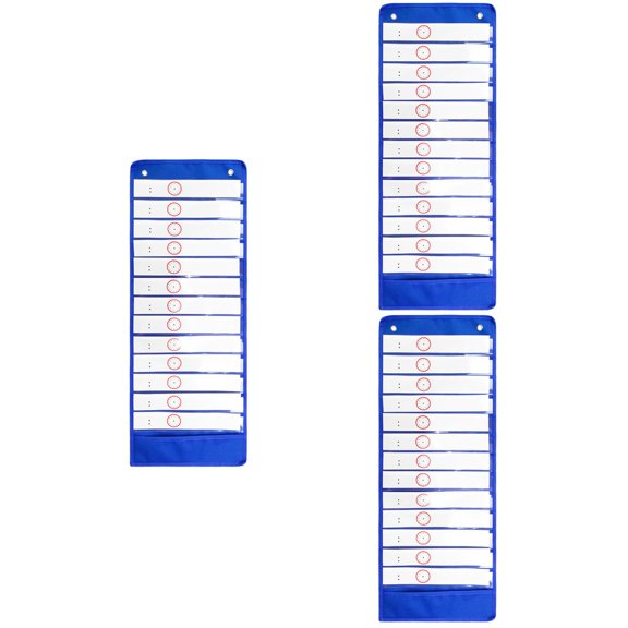 LABSERRON  Blue Hanging Organizer Pocket Chart 3Pcs for Classroom