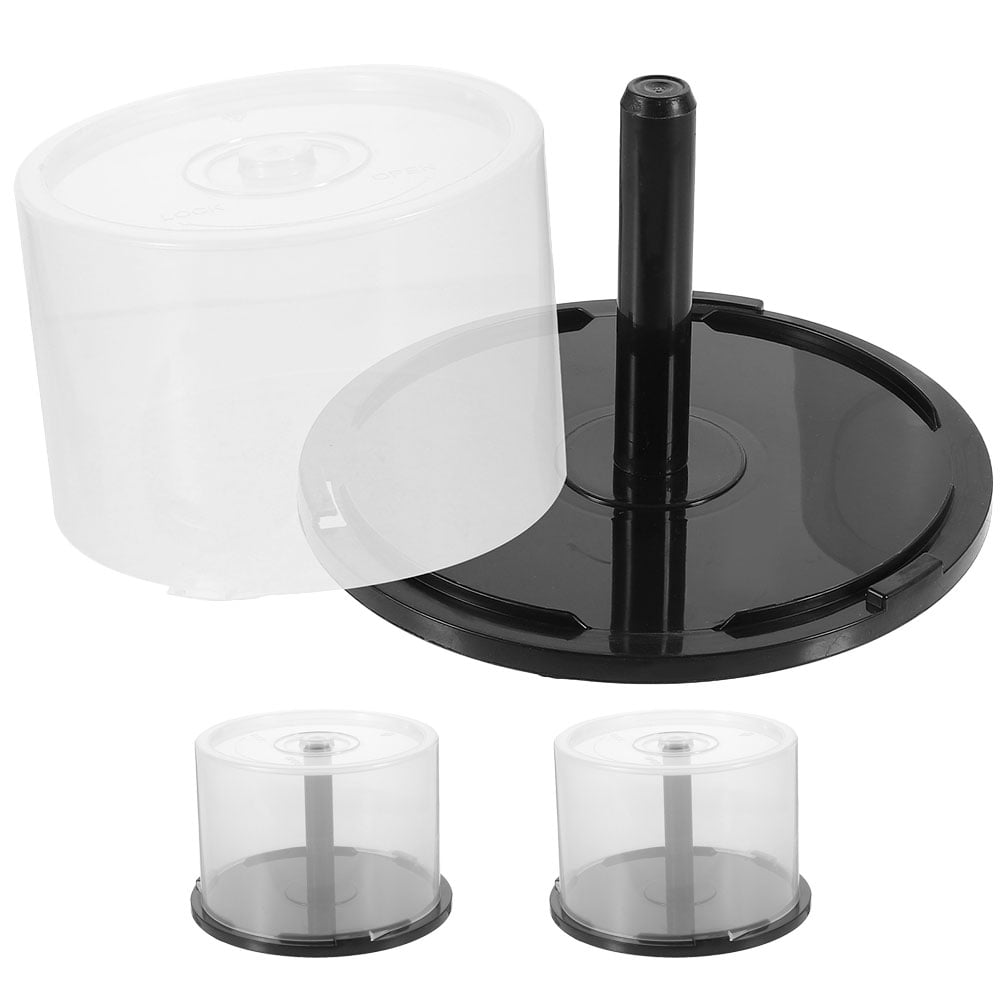 FRCOLOR 3pcs Container Dvd Storage Organizer Empty Bucket Round Storage ...