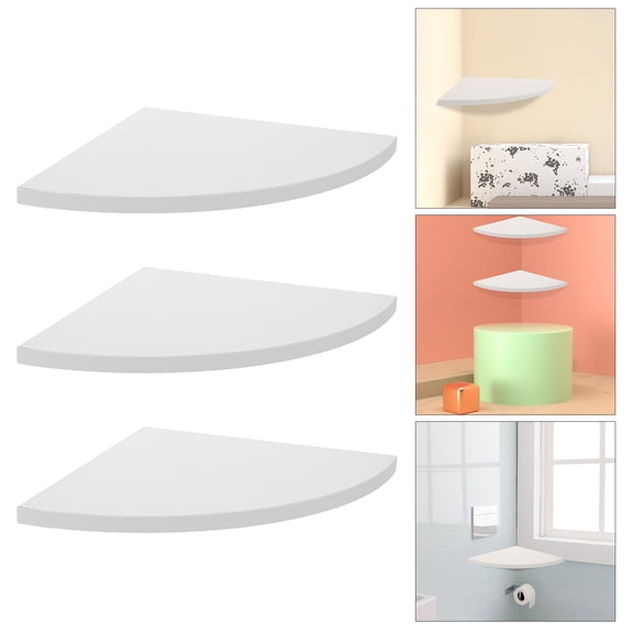 FRCOLOR 3pcs Fan Shaped Corner Board Corner Shelf Board White Bookshelf Corner Storage Holder