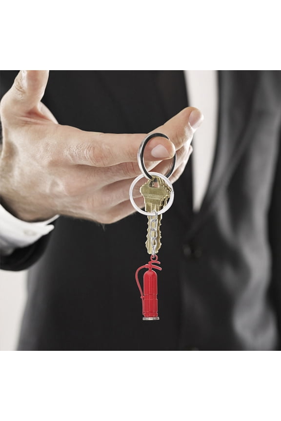 3pcs Firefighter Keychain Mini Fire Extinguisher Keychain Cute Car Keychain Alloy Fire Extinguisher Keyring Decorative Bag