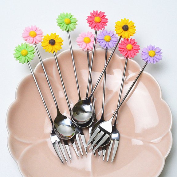 FRCOLOR 3pcs Forks Lovely Dessert Forks Cartoon Cake Forks Party Supplies Coffee Stirring Fork for Home Banquet Bar (Random Color)