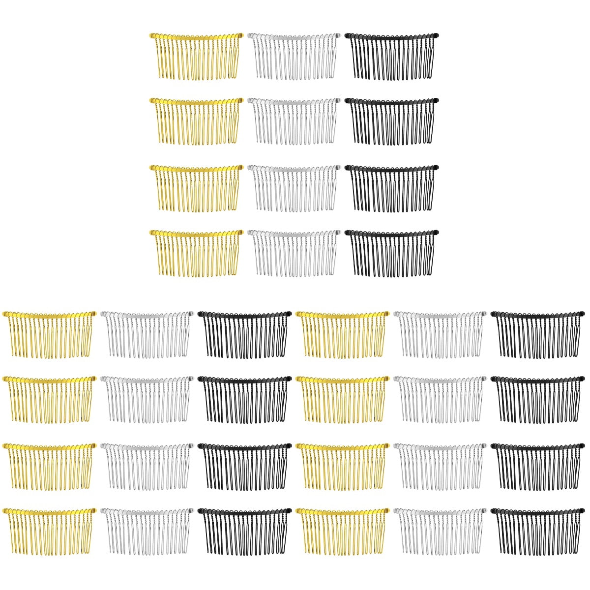 FRCOLOR 3pcs Frcolor 12PCS 20 Teeth Hair Clip Combs Fancy DIY Metal ...