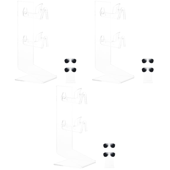 WRISTBIQUE Clear Acrylic Glasses Holder Stand 3-Pack, Transparent Eyewear Organizer 7.86 x 2.75 x 2.75 Inches