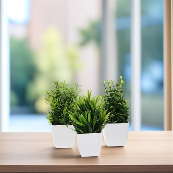 TAILTOSS Set of 3 Realistic Faux Potted Plants for Indoor Decoration, Small Artificial Greenery for Home and Office