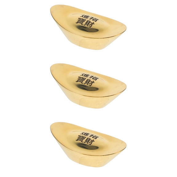 FRCOLOR 3pcs Mini Ingot Decorative Mini Ingot Tiny Brass Ingot Mini House Ornaments Chinese Style Decor