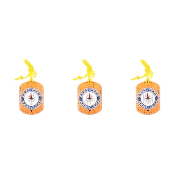 Alasum 3-Pack Multi-Function Orienteering Compass Set for Outdoor Hiking Camping Navigation, Orange Acrylic Design