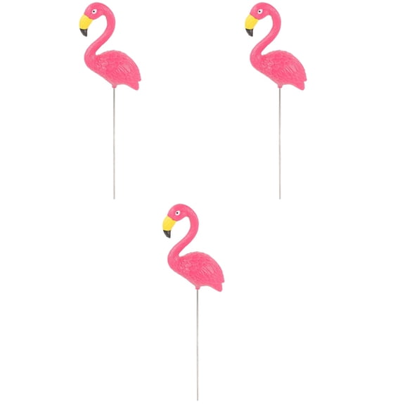 FRCOLOR 3pcs Showcase Landscape Vivid Flamingo Decor Potted Plant Flamingo Yard Decoration