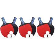 FRCOLOR 3pcs Table Tennis Racket Double Side Reverse Rubber Faced Beginner Training -pong Board Table Tennis Racket Set Long Handle, Random -pong Color