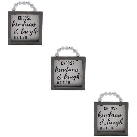 FRCOLOR 3pcs Wall Wood Sign Wood Bead String Farmhouse Wall Sign Rustic Wall Hanging Sign