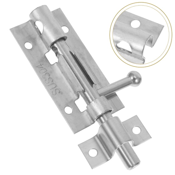 FRCOLOR 4 Inches Stainless Steel Pin Bolt Barrel Latch Door Lock Silver