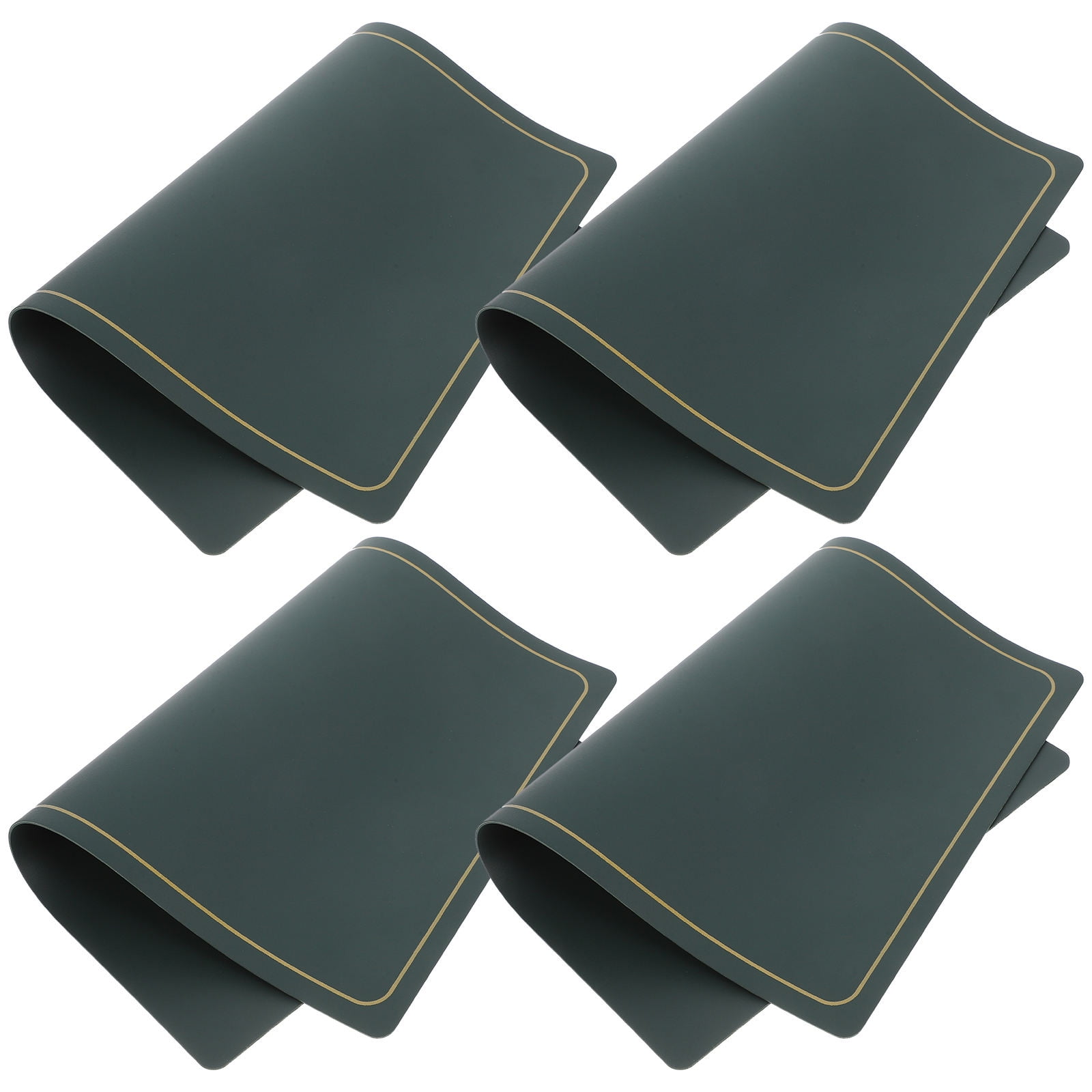 FRCOLOR  4 Pcs Anti-slip Heat-insulated Placemat Fabric Child Dark Green