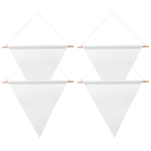 HORIALENCE Canvas Hanging Flags White 4Pcs 13.4X11X0.4In