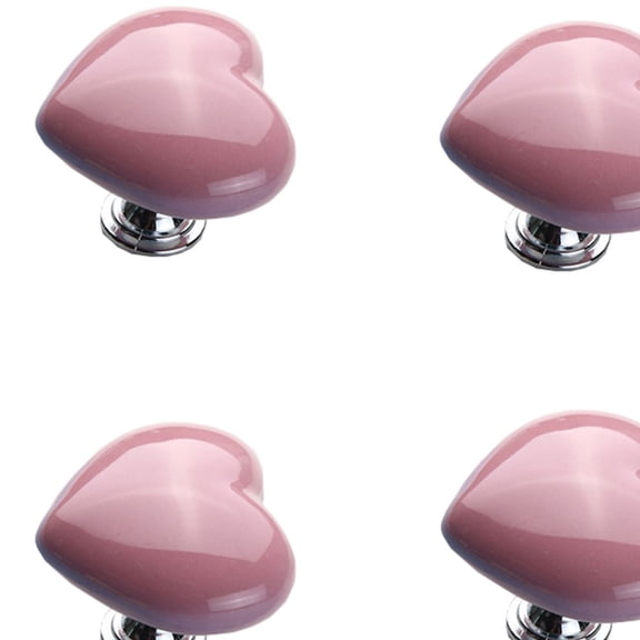 FRCOLOR  4 Pcs Ceramic Door Knobs Furniture Heart Shape Kitchen Cabinet Pink