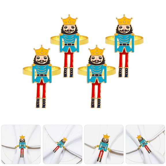 WASHWEPE Nutcracker Napkin Clips for Men Metal 4Pcs Festive Style Table Decorations