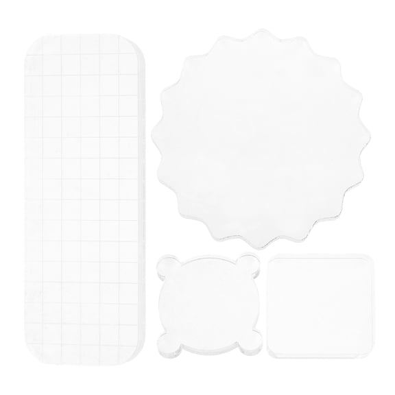 LABSERRON 4Pcs Transparent Acrylic Stamp Blocks with Grid Lines Durable Clear Stamp Board for DIY Projects