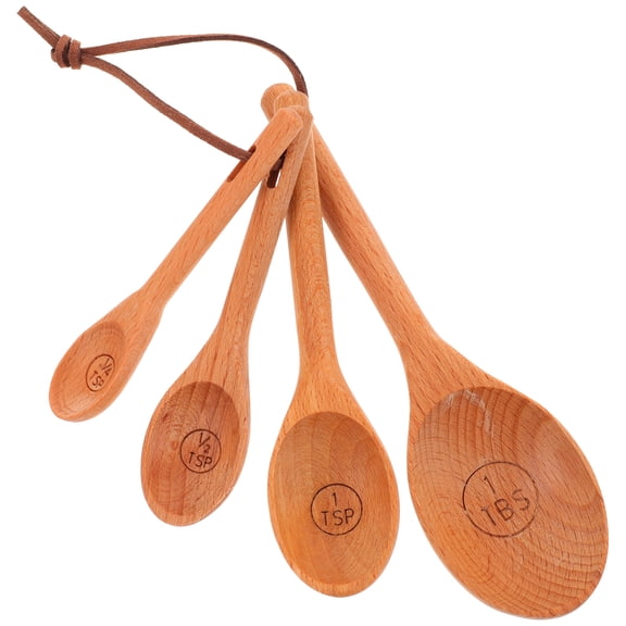 LABSERRON 4-Piece Compact Wooden Measuring Spoons Set for Coffee, Tea, Sugar, Salt and Household Use
