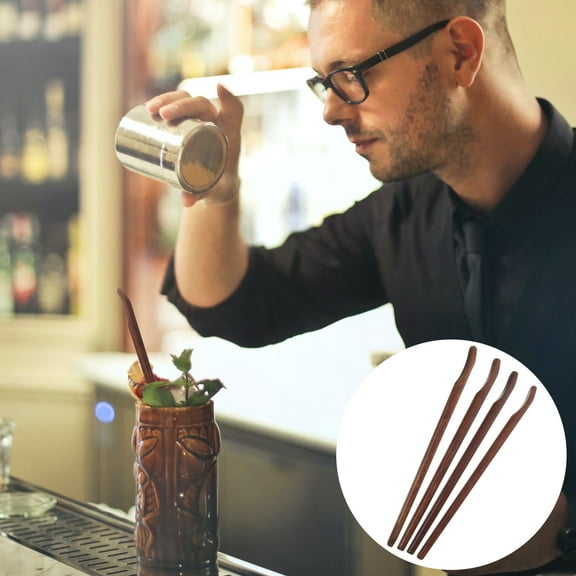KAKOWELY Wooden Coffee Stirrers for Coffee Bar 4Pcs 6.3*0.31*0.31in