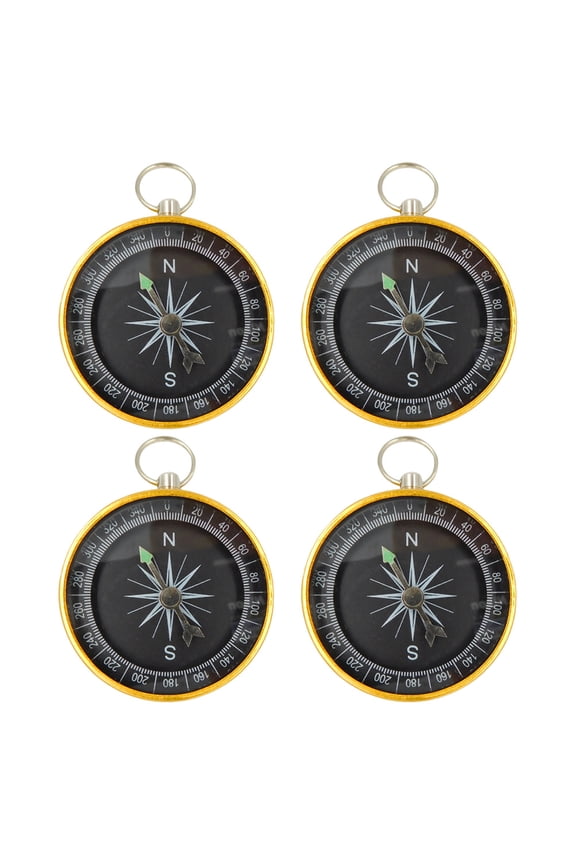 4-Pack Pocket Compass Set, Vintage Keychain Compass for Camping, Hiking, Survival, Outdoor Navigation Tools