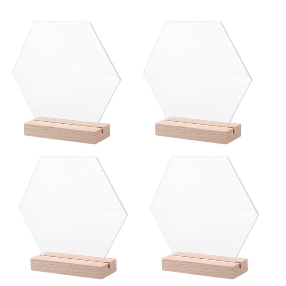 HAKIDZEL Table Sign Transparent 4Pcs 3.73X3.38X0.43In