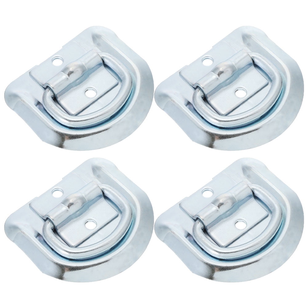 FRCOLOR  4 Pcs Floor Hook D-shaped Pull Ring Anchors Hitch Buckle Silver