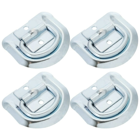 FRCOLOR 4 Pcs Floor Hook D-shaped Pull Ring Anchors Hitch Buckle Silver