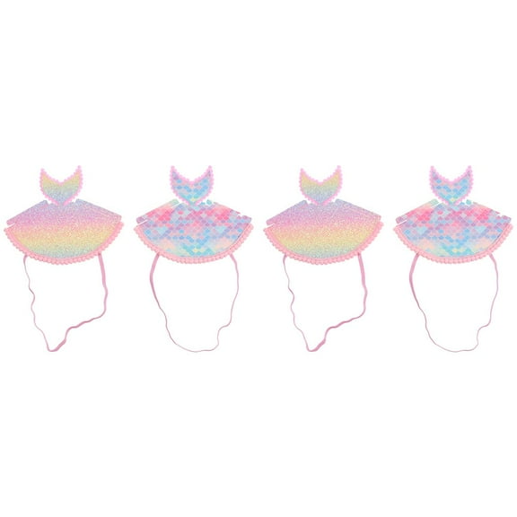 LABSERRON Birthday Hats Mermaid Scales Pattern 4Pcs 5.5x3.1in
