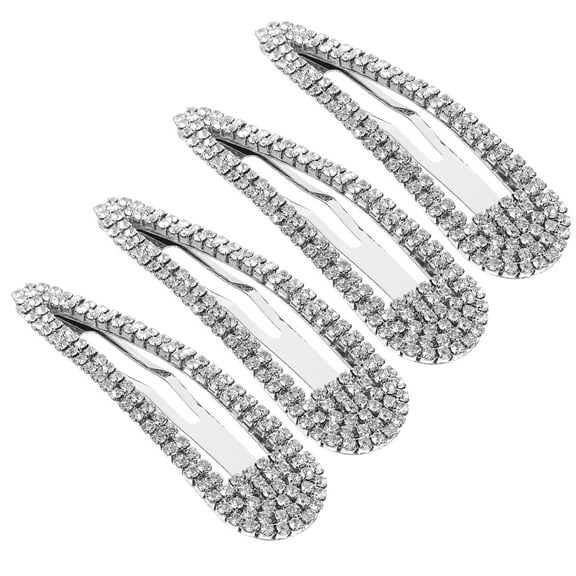 FRCOLOR  4 Pcs Glitter Hair Snap Clips Rhinestone Woman Miss
