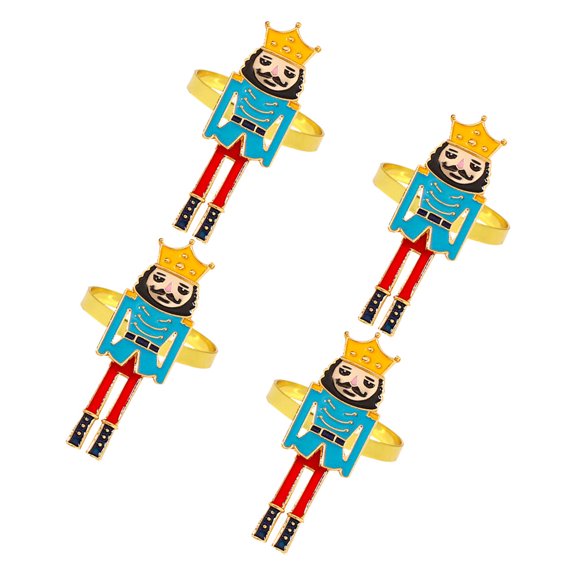 FRCOLOR Set of 4 Guest Nutcracker Shaped Napkin Holders with Button Decoration for Holiday Table Setting