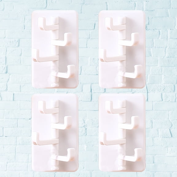 WRISTBIQUE Sticky Hooks for Hanging White Multifunction Home Tie Scarves Shoes Organizer 4 Pcs