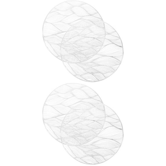 FRCOLOR 4 Pcs Dining Table Cup Mats Round Coaster Cup Mats PVC Coasters Elegant Pattern
