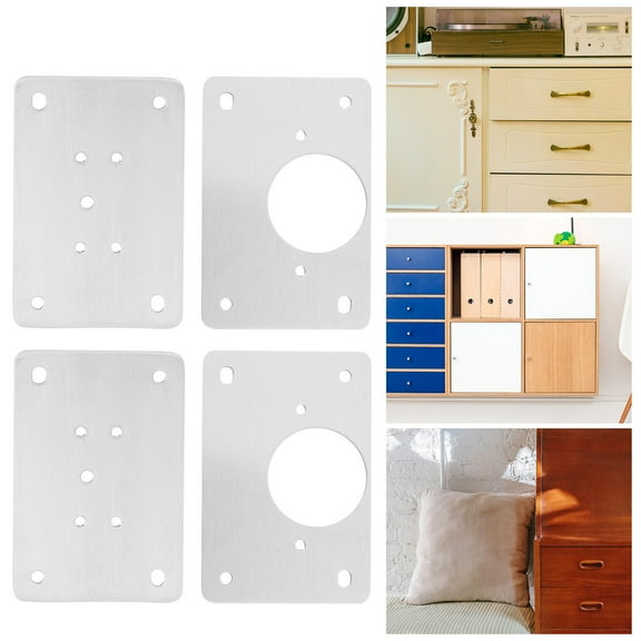 FRCOLOR  4 Pcs Kitchen Repair Mounting Plate Furniture Hinges Fittings Durable Cabinet