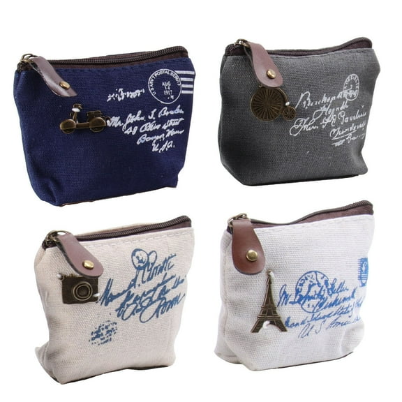 FRCOLOR 4 Pcs Mini Pouch Bag Canvas Coin Retro Purse Random Style Miss