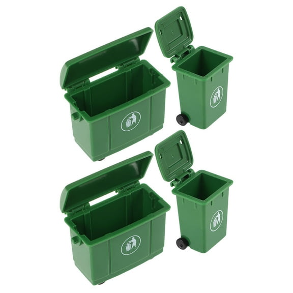 FRCOLOR  4 Pcs Mini Recycling Bin Waste Management Garbage Truck Toy Child Green