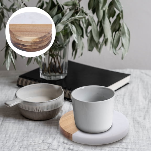 FRCOLOR 4 Pcs Modern Marble Coasters Cups Pads Products 10X10X1CM