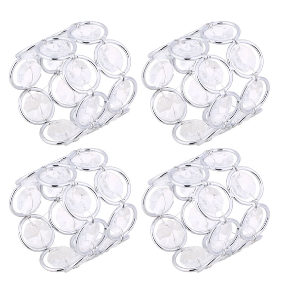 WRISTBIQUE Sparkly Napkin Rings Metal 4 Pcs Dinner Party Centerpiece