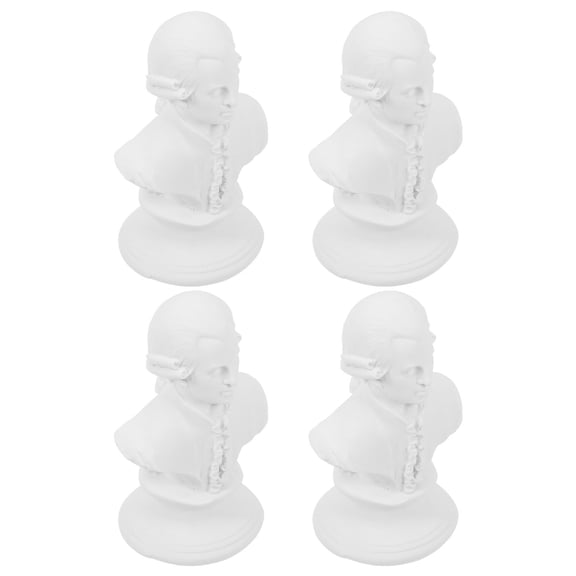 TAILTOSS 4Pcs Small White Resin Musician Bust Ornament with Polished Surface Texture