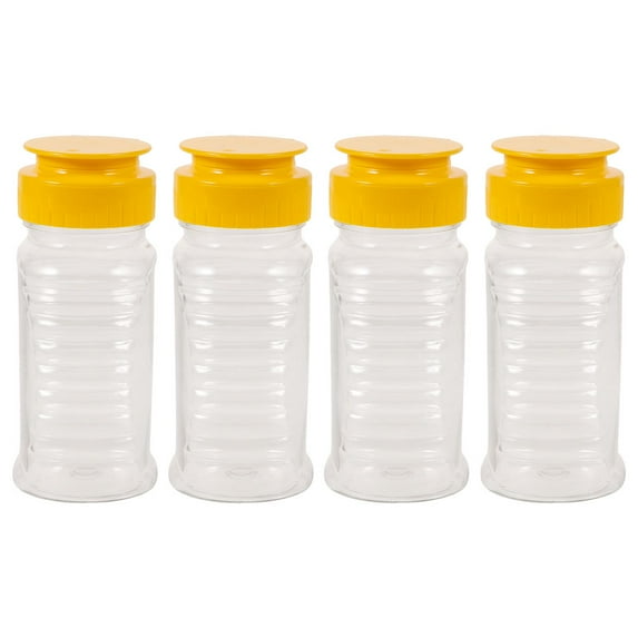 FRCOLOR Transparent PP Honey Jars Squeeze Bottles 4pcs Set for Storage with Lids Ideal for Maple Syrup