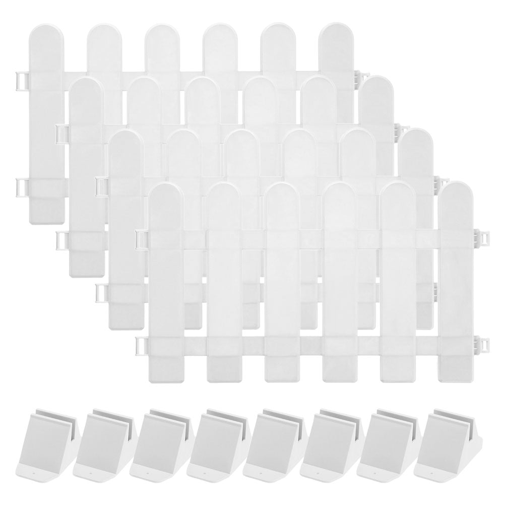 FRCOLOR 4 Pcs Picket Fence Panel White Decorative Fences With Bases Plastic Garden Edging Borders Landscape Path Panel For Garden Patio Yard Pool Walkways