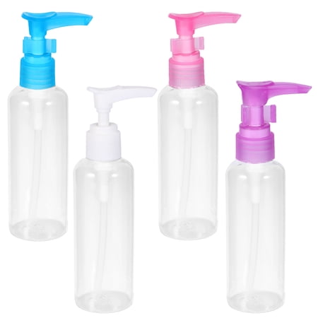 LABSERRON 4Pcs Press Pump Bottle Pet Plastic Emulsion Bottle for Storage Use Assorted Colors