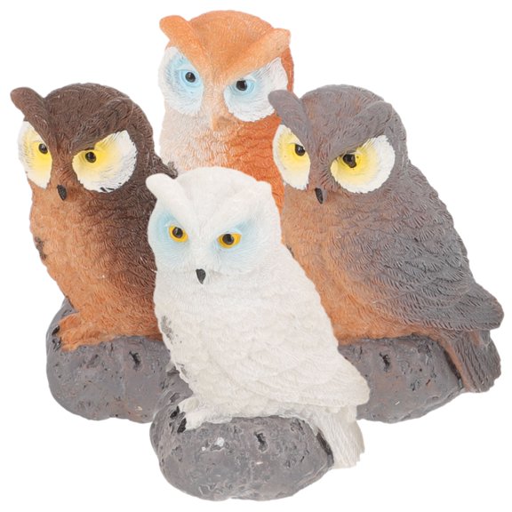 FRCOLOR 4 Pcs Resin Miniature Decor for Walk Hall Cute Owl Lifelike