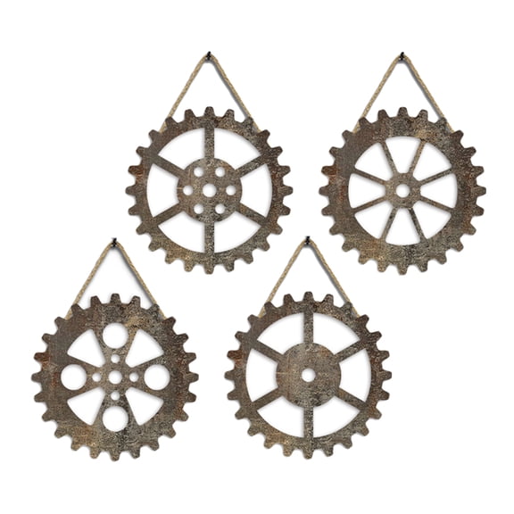 FRCOLOR 4 Pcs Retro Gear Wall Hanging Gears Decor Ornaments for Crafts Vintage Office