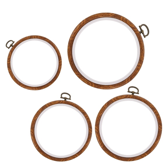 FRCOLOR 4 Pcs Reusable Stitching Hoops Round Cross Ring Embroidery Circle