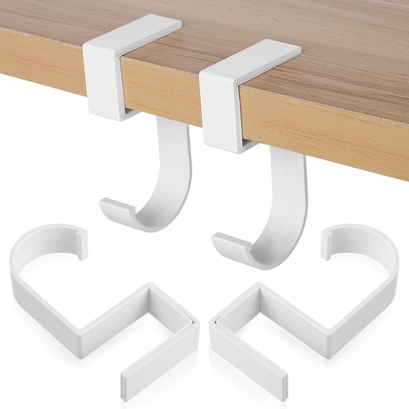 FRCOLOR  4 Pcs Table Backpack Holder Bag Hanger For Garage Desk Hook Office White