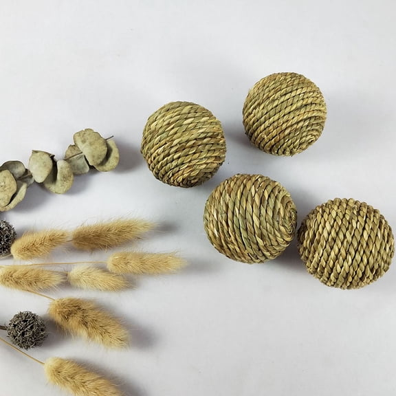 FRCOLOR 4 Pcs Woven Grass Ball Hamster Toys for Cage Compact Pet Parrot Baby