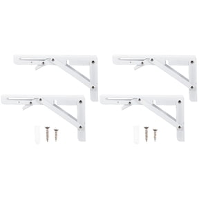 LABSERRON Wall Mount Rack White Stainless Steel Folding Brackets Space Saving Support 4Pcs